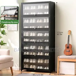Black Shoe Cabinet Compact Portable Storage Stand Organizer