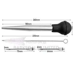 Stainless Turkey Baster Silicone Bulb Marinade Injector