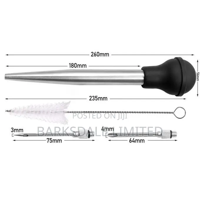 Stainless Turkey Baster Silicone Bulb Marinade Injector