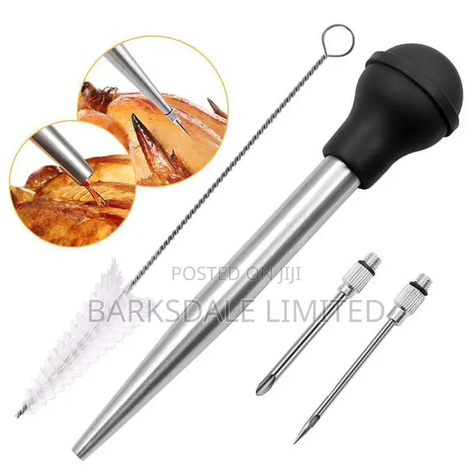 Stainless Turkey Baster Silicone Bulb Marinade Injector