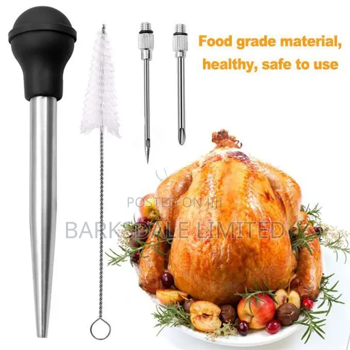 Stainless Turkey Baster Silicone Bulb Marinade Injector