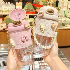 Unique Rabbit Ear Water Bottle Cup With Straw