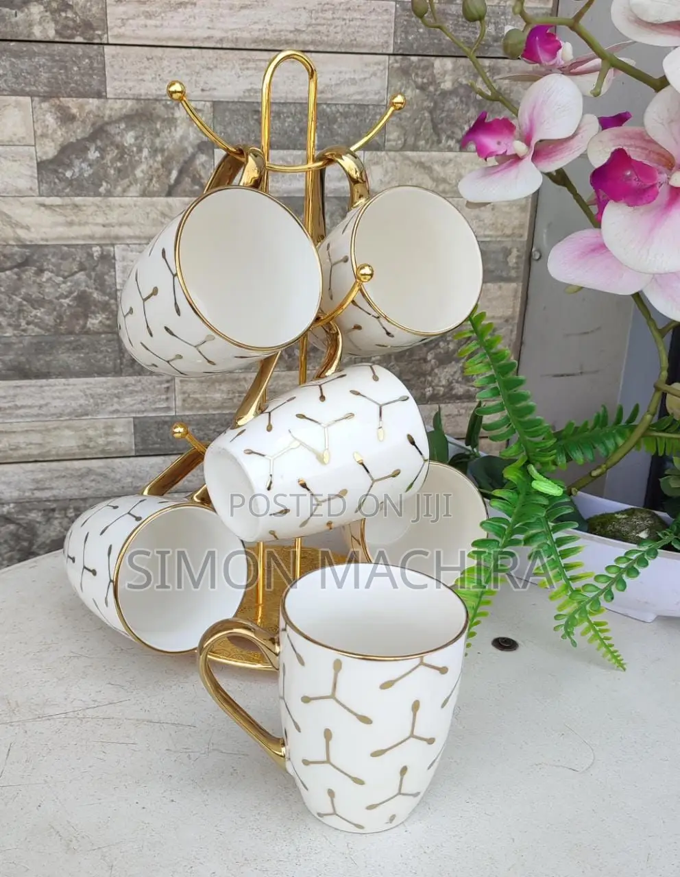 6pc Gold Ceramic Mugs