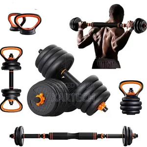 Adjustable 50kg Dumbbell and Kettlebell Set With Barbell