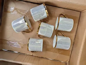 6pcs Set Elegant Mugs With Golden Rim and Gold Handles