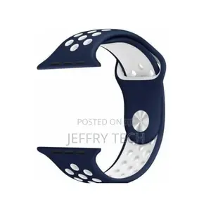 Sport Silcon Strap for Apple Watch 45 Mm Series 7 Blue White