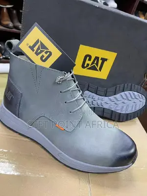 Gray Leather CAT Boots for Men
