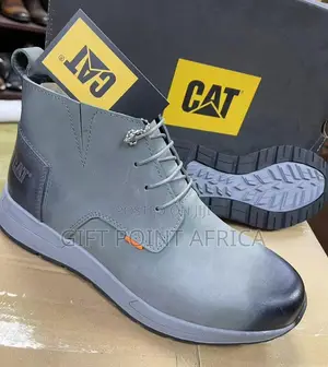 Gray Leather CAT Boots for Men