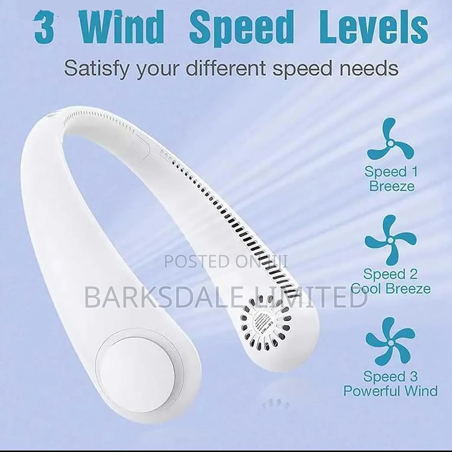 Hanging Neck Fan Mini Small Handheld Portable Silicone White