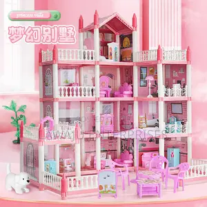Pink Doll House Playset With Led Lights