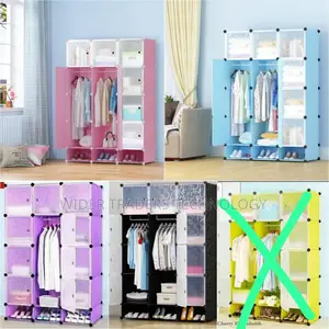Plastic Wardrobe Three Column*Pink
 
 *175*135*45cm *