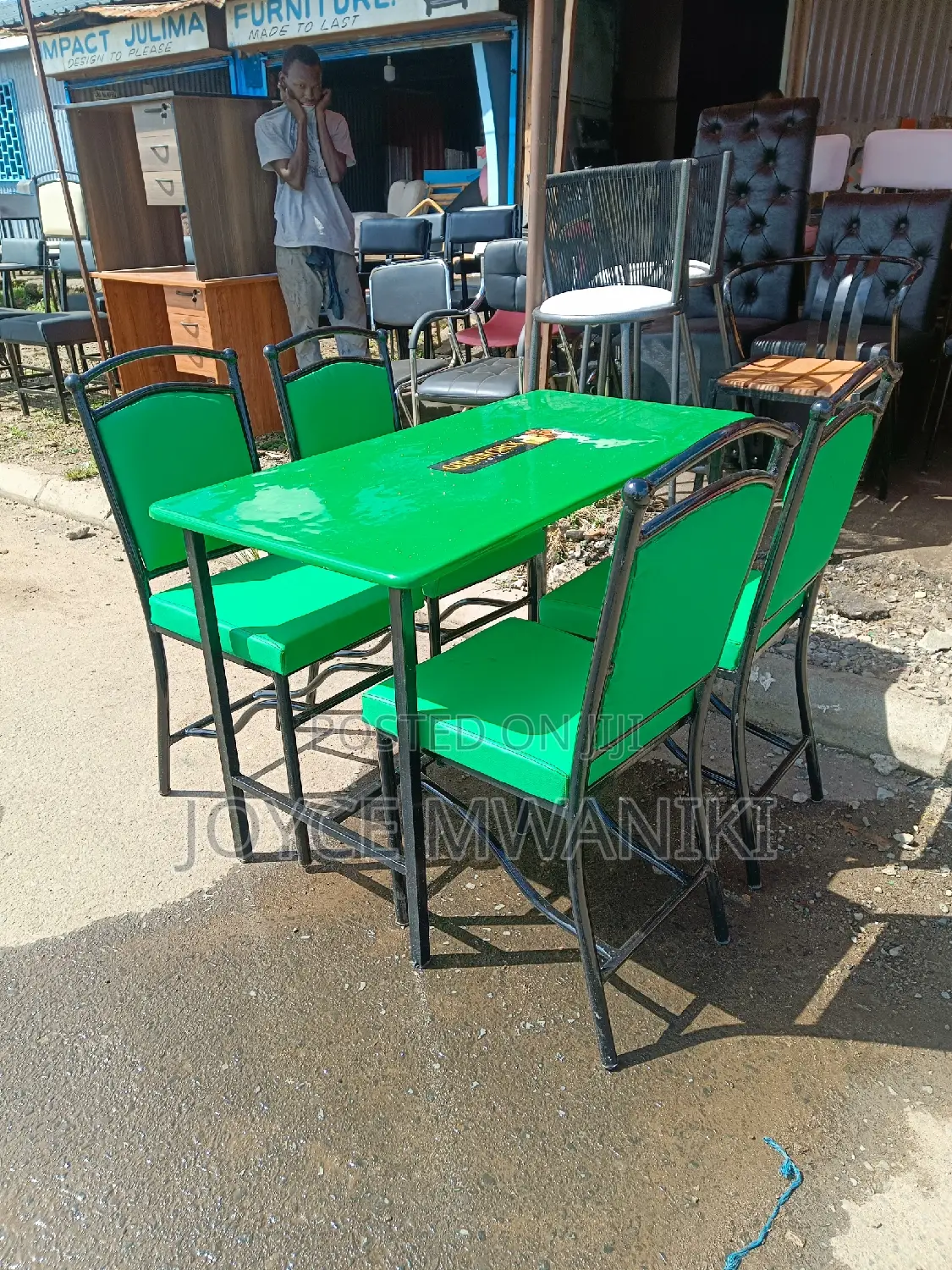 Restaurant Set, Green With a 2ft by 4 Ft Table 