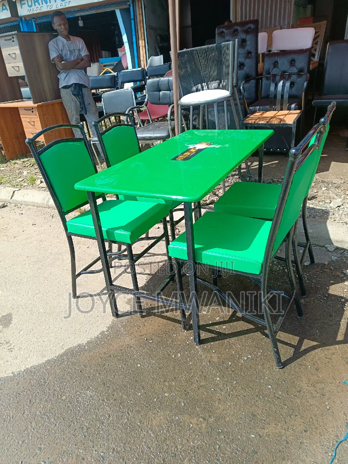 Restaurant Set, Green With a 2ft by 4 Ft Table 
