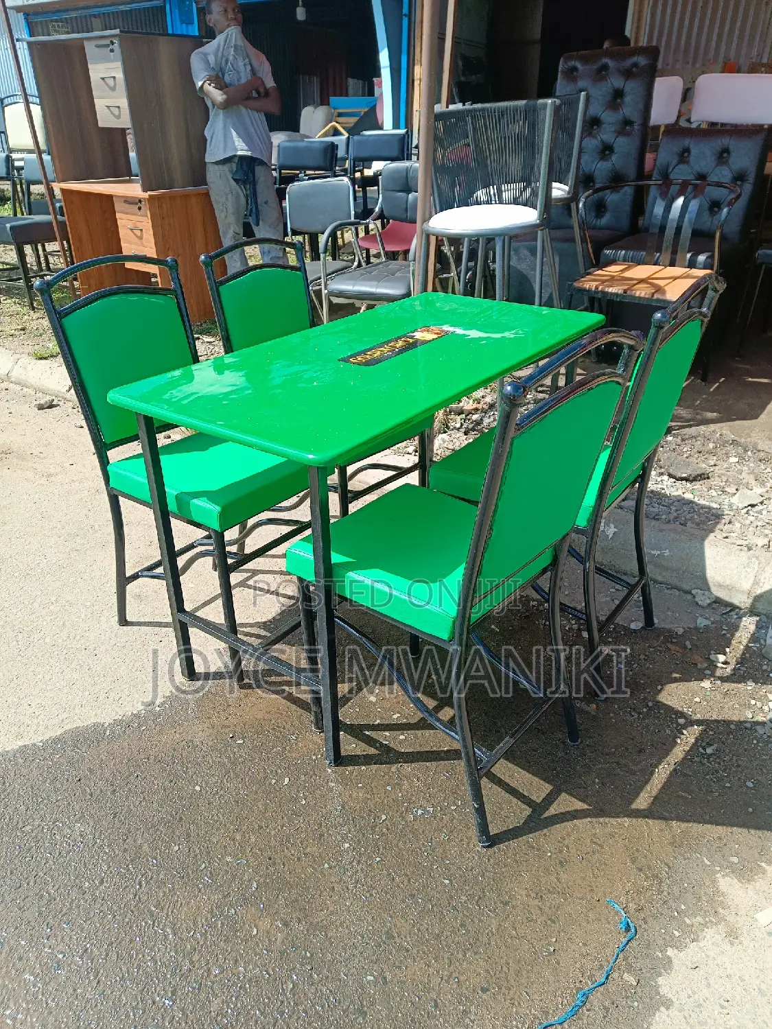 Restaurant Set, Green With a 2ft by 4 Ft Table 