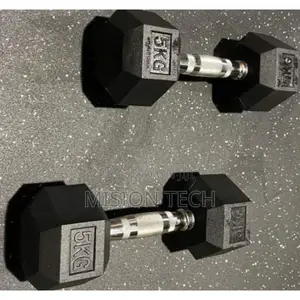 5kg Pair Fixed(Hexagon Shaped) Rubber Dumbbells