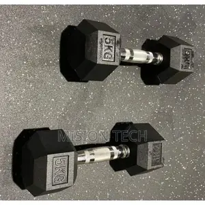 5kg Pair Fixed(Hexagon Shaped) Rubber Dumbbells(Brand New)