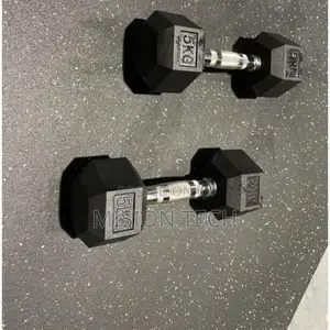 Quality 5kg Fixed(Hexagon Shaped) Rubber Dumbbells