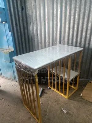 Manicure Marble Table, White and Gold Colour Frame 