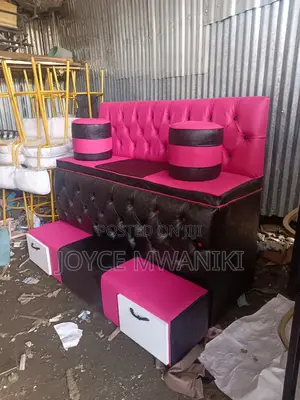 Pedicure Seat, Black and Pink With Drawers