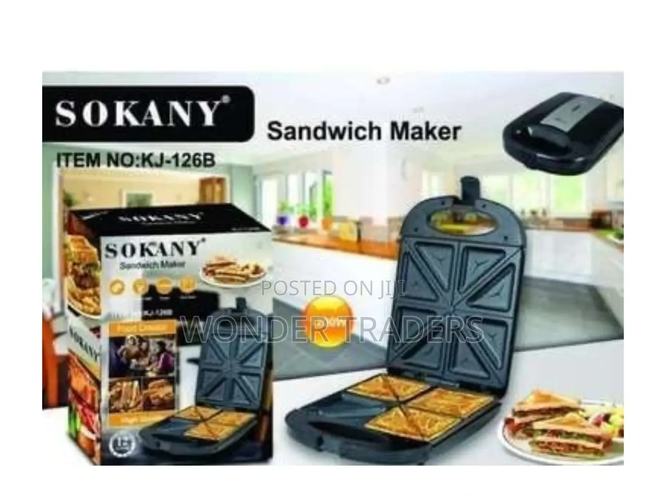 Sandwich Maker 4 Slice Sokany, Sandwich Maker, 4 Slice