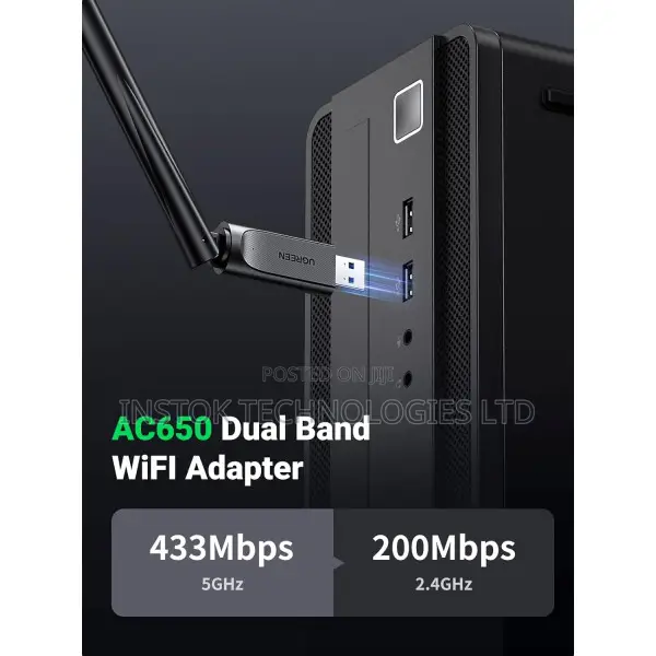 Ugreen AC650 High-Gain Dual Band Wireless USB Adapter - CM49