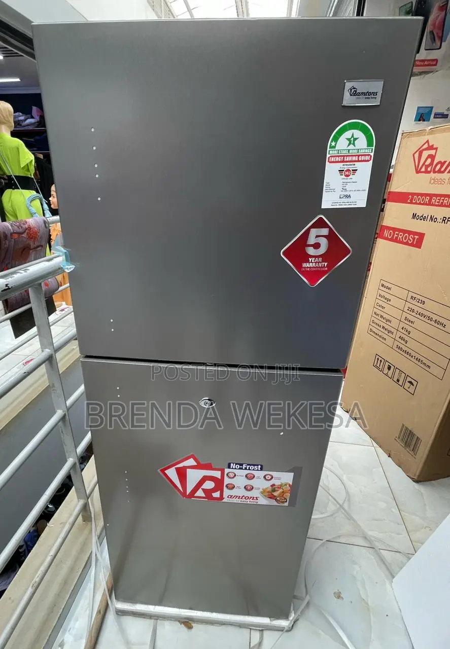 Ramtons 196 Litres Double Door No Frost Fridge, Silver-