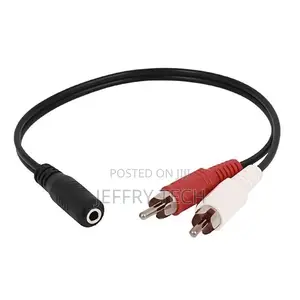 3.5mm Female Stereo Jack to 2 Male RCA Plugs Cable