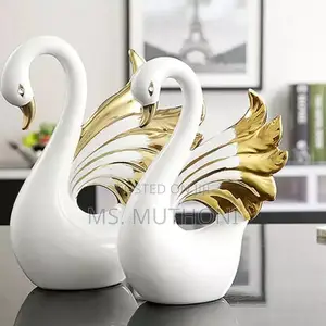 2 Pieces Nordic Ceramic Swan Ornament 2pcs