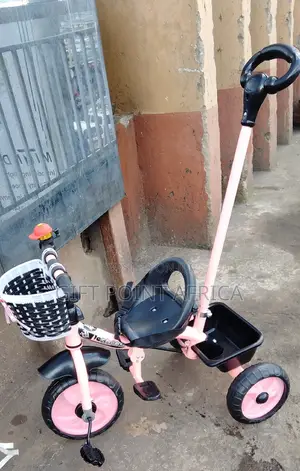 Pink Push Handle Three Wheel Tricycle for Kids