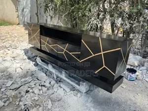 6ft Golden Black Tv Stand
