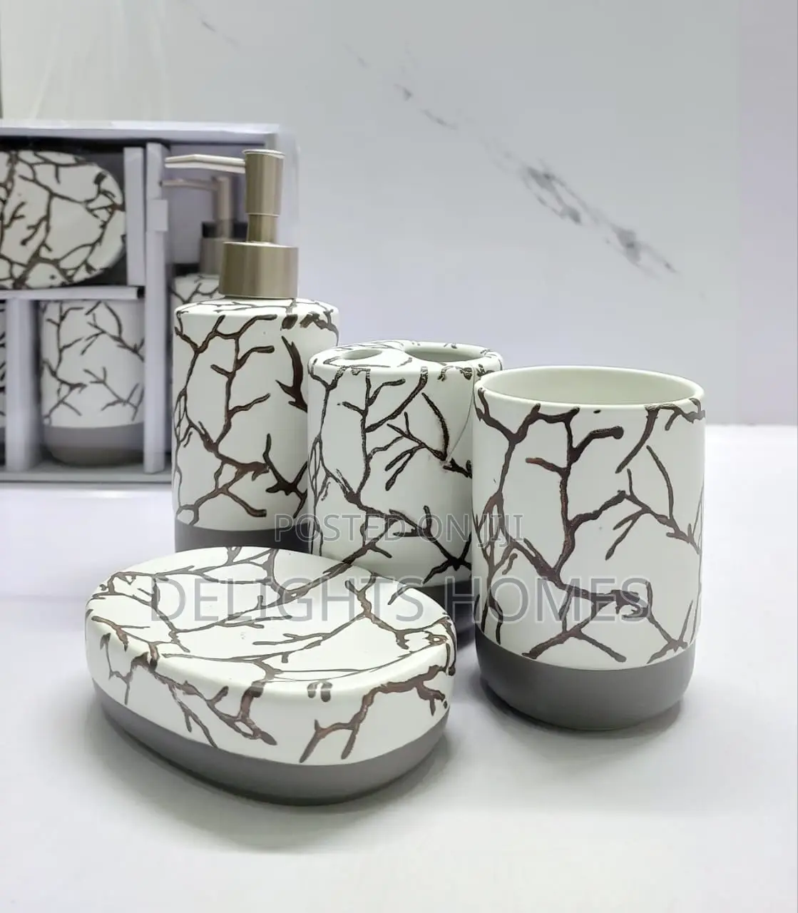 Marble Profile Ceramic 4in1 Bathroom Set