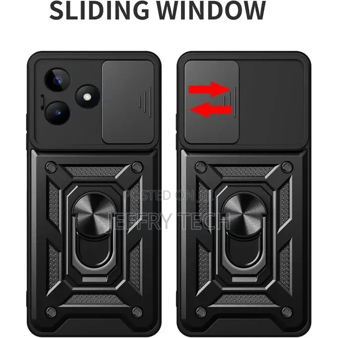 Realme C53 Case,Sliding Camera Lens Cover 360° Rotating Ring