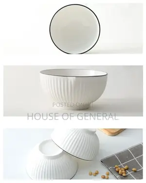 *6inch Quality Black Rim Ceramic Soup/Cereal Bowls