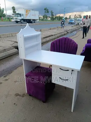 Manicure Set, White Table, Flower Seat and a Stool 
