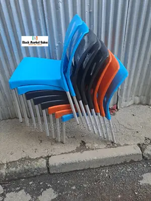 Armless Plastic Chair With Metal Legs