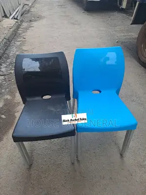 Armless Plastic Chair With Metal Legs