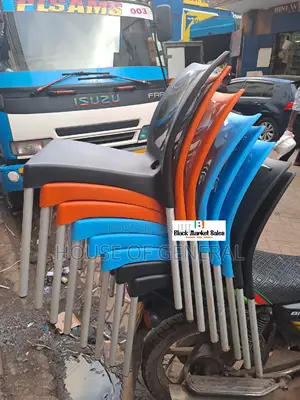 Armless Plastic Chair With Metal Legs