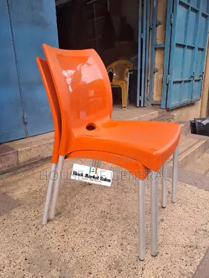 Orange Armless Plastic Chair With Metal Legs