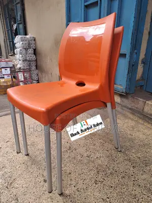 Armless Plastic Chair With Metal Legs