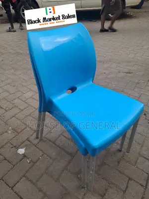 Armless Plastic Chair With Metal Tubing Legs