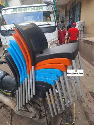Mix Colours Armless Plastic Chair With Metal Legs
