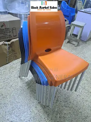 Armless Plastic Chair With Metal Legs