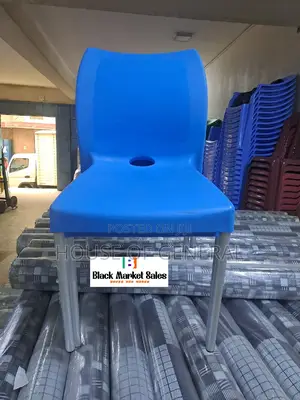Armless Plastic Chair With Metal Tubing Legs