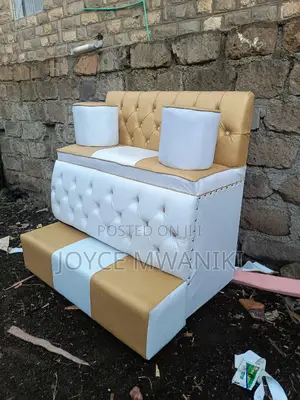 Pedicure Seat, White and Gold, 2 Seater 