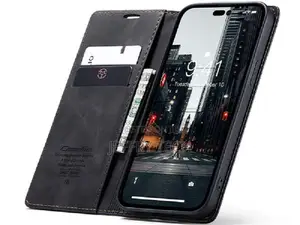 Leather Wallet Case With Stand for iPhone 14 Pro Max Charcoa