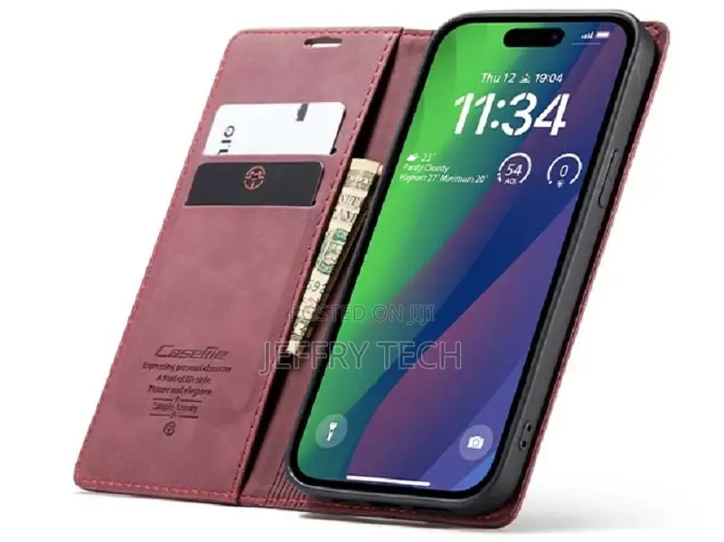 Leather Wallet Case With Stand for iPhone 15 Plus - Chocolat