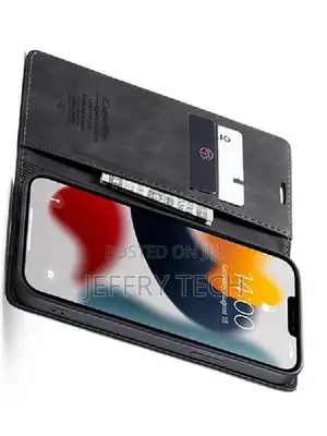 Leather Wallet Case With Stand for iPhone 13 Pro Max - Charc