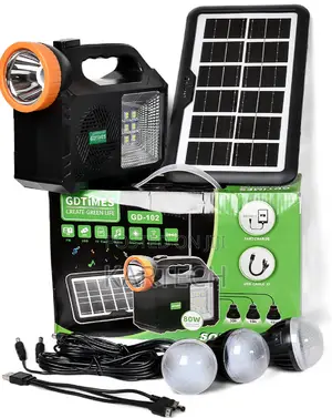 80W GD-102 Solar Lamp With Bluetooth Radio and 3 Bulbs
