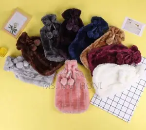 *Fluffy Fabric Covered 2 Litre Hot Water Bottle Bag