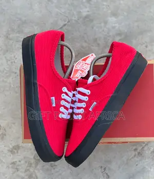 Red Sole Black Double Sole Corduroy Vans